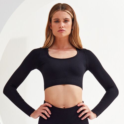 Women’s TriDri® ribbed seamless '3D Fit' crop top Thumbnail